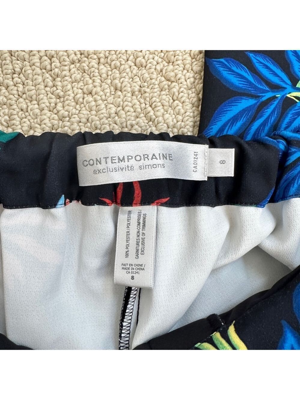 Women's Contemporaine Pants Black Multi Tropical Size 8 - Picture 6 of 10